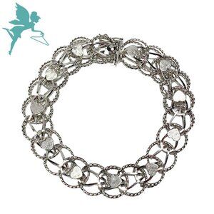 VINTAGE 1950's Sterling CFC Silver Chain Link Heart Bracelet